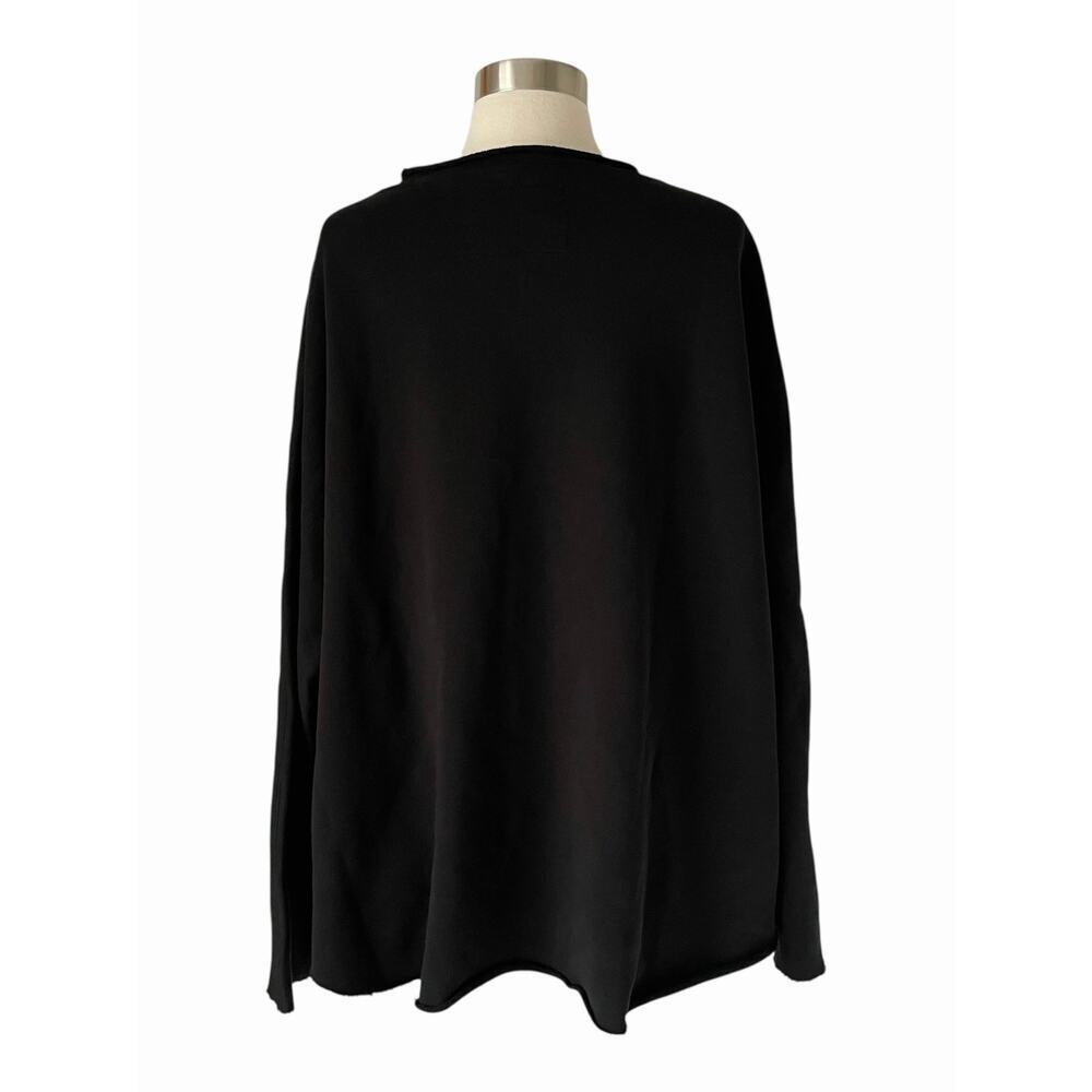 Frank & Elieen Anna Long Sleeve Capelet Triple Terry Fleece Black - Picture 3 of 7